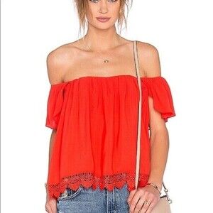 Lovers + Friends Red Off The Shoulder Top Size Small